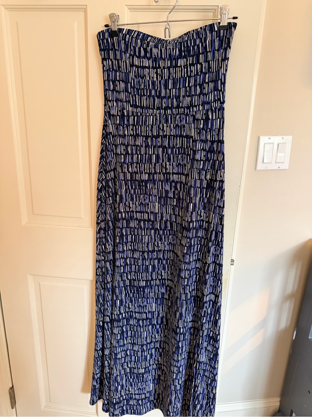 Banana Republic Blue Patterned Strapless Maxi petite small Dress